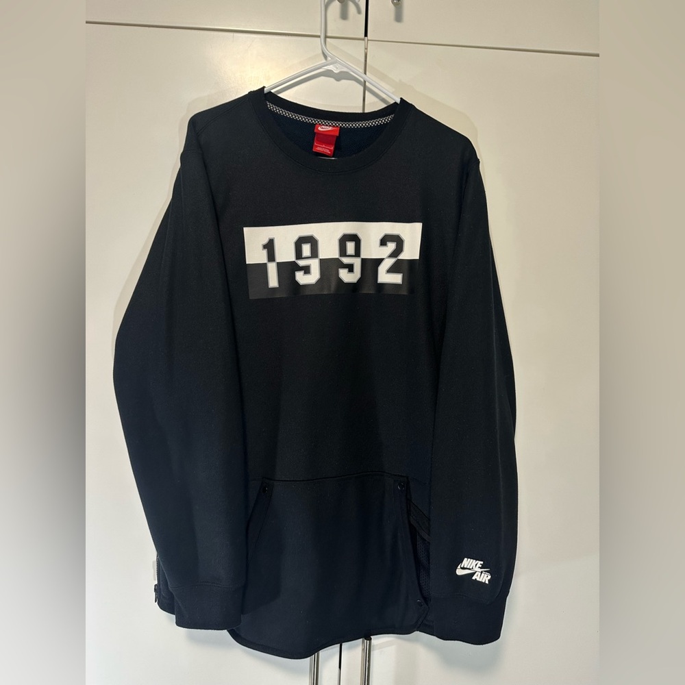 Nike Air 1992 Dream Team Crewneck Sweatshirt Size Zip Black Men's L 802627-010